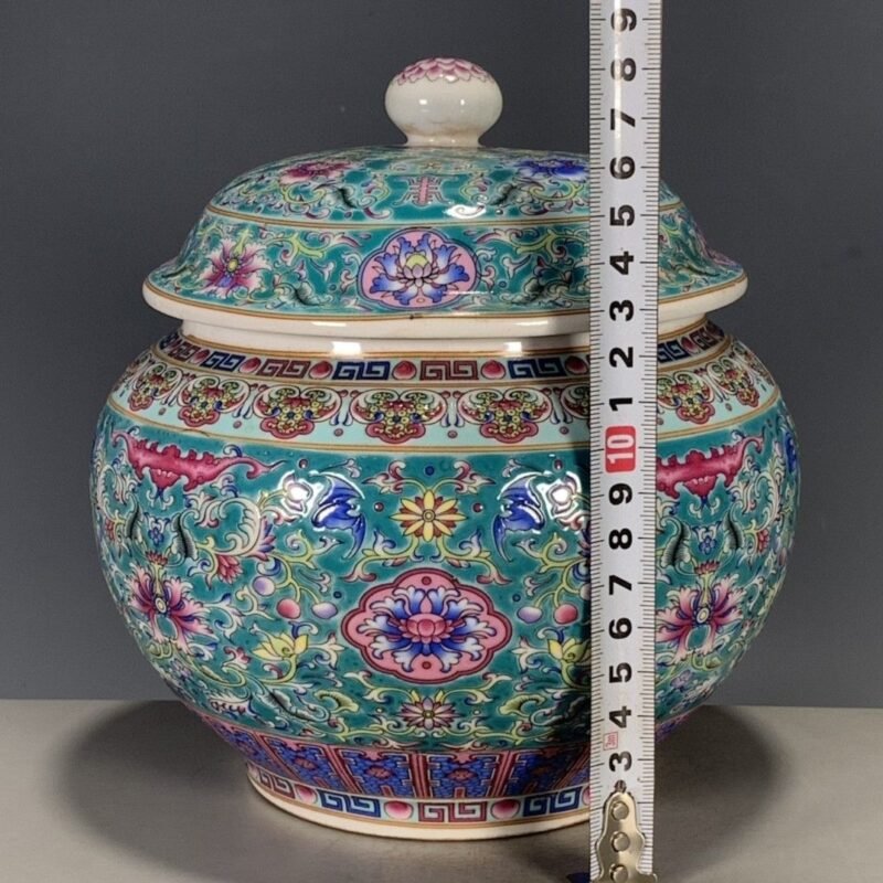 Turquoise Famille Rose Porcelain Ginger Jar with Lid (9)