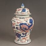 Underglaze Red Ginger Jar with Lid – Foo Dog Lion Playing with Ball Temple Jar (6)