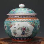 Vibrant Famille Rose Porcelain Ginger Jar Hand Painted Floral & Bird Motif (1)