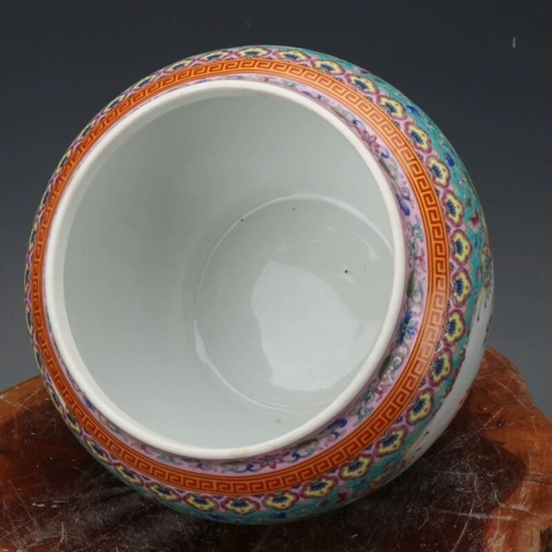 Vibrant Famille Rose Porcelain Ginger Jar Hand Painted Floral & Bird Motif (4)