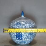 Vintage Blue & White Porcelain Ginger Jars with Double Happiness (Set of 2) (5)