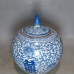 Vintage Blue & White Porcelain Ginger Jars with Double Happiness (Set of 2) (6)
