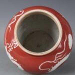 Vintage Red Glazed Dragon Ginger Jar with Lotus Lid (7)