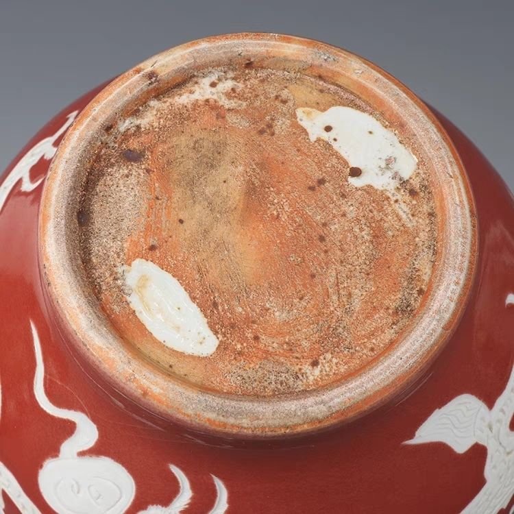 Vintage Red Glazed Dragon Ginger Jar with Lotus Lid (8)