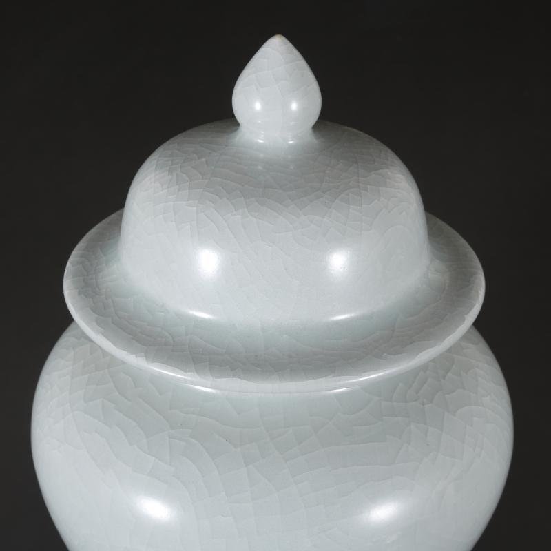 White Crackle Glaze Ginger Jar with Lid (4)