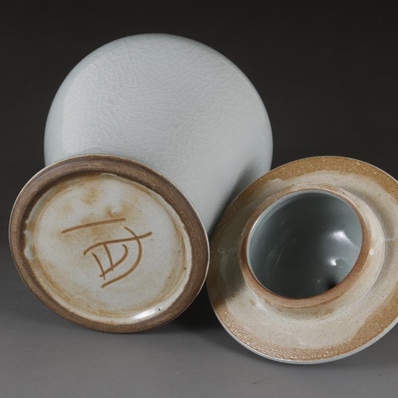 White Crackle Glaze Ginger Jar with Lid (6)