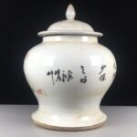 White & Iron Red Foo Dog Chinoiserie Ginger Jar, Lidded Porcelain Canister (4)