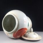 White & Iron Red Foo Dog Chinoiserie Ginger Jar, Lidded Porcelain Canister (7)