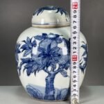 Blue and White Longevity Peach Tree Melon Form Ginger Jar with Lid (3)