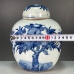 Blue and White Longevity Peach Tree Melon Form Ginger Jar with Lid (4)