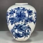 Blue and White Longevity Peach Tree Melon Form Ginger Jar with Lid (5)