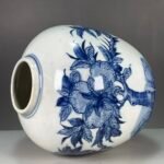 Blue and White Longevity Peach Tree Melon Form Ginger Jar with Lid (8)