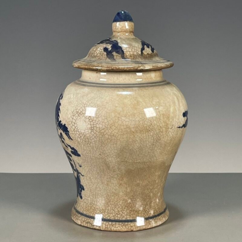 Crackle Glaze Blue and White Dragon Phoenix Ginger Jar (9)