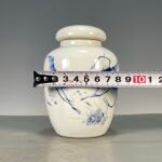 Hand Painted Blue & White Ceramic Ginger Jar with Lid, Small Chinoiserie Vase for Home Decor (4)