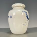 Hand Painted Blue & White Ceramic Ginger Jar with Lid, Small Chinoiserie Vase for Home Decor (7)