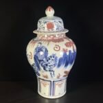 Large Blue and Red Figurative Ginger Jar (2)