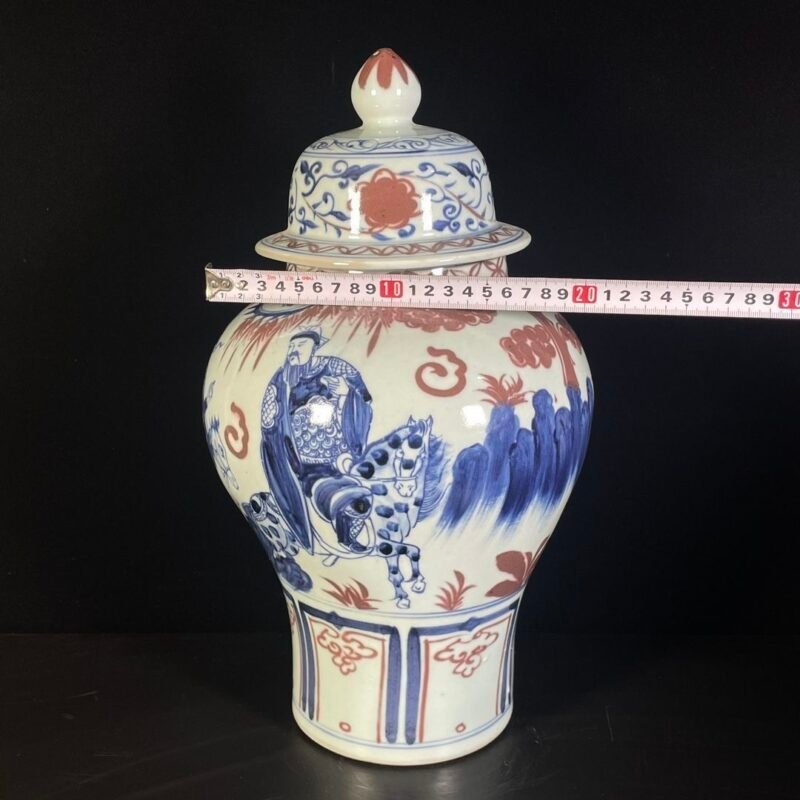 Large Blue and Red Figurative Ginger Jar (3)