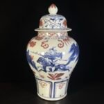 Large Blue and Red Figurative Ginger Jar (5)