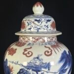 Large Blue and Red Figurative Ginger Jar (6)