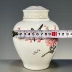 Pink Plum Blossom Magpie Ginger Jar, Chinese Chinoiserie Porcelain Canister with Lid, Floral Bird Decor Storage Jar (3)