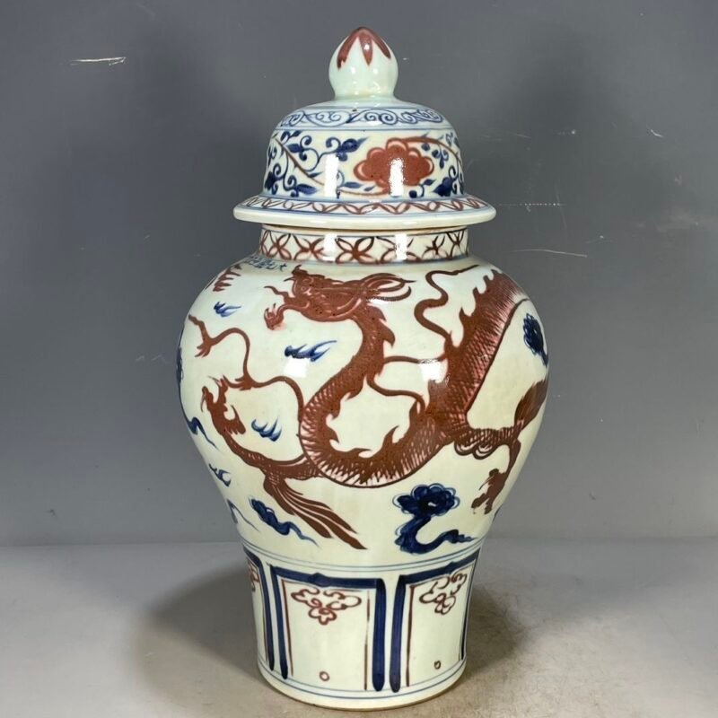 Undertone Red Dragon Ceramic Ginger Jar (7)