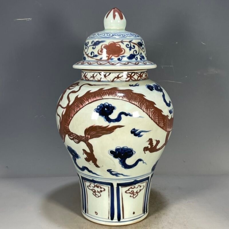 Undertone Red Dragon Ceramic Ginger Jar (8)