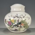 Vintage Chinoiserie Peacock & Peony Ginger Jar (5)